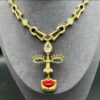 Luo Men/women Vintage Exaggerate 3D Face Necklace Red Lips Nose Eye Pendant - Image 5